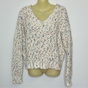 I.N. San Francisco White V-neck with Multicolor Specks size M
